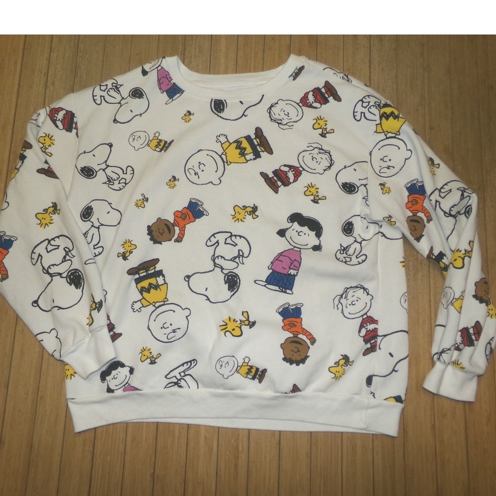 Peanuts Charlie Brown Snoopy XXL Sweatshirt White Crewneck Pullover